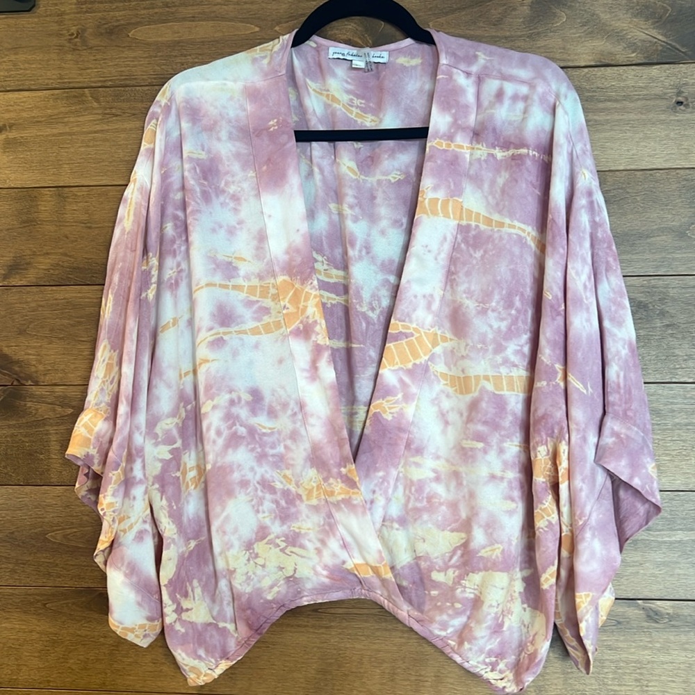 Young Fabulous & Broke LOT Wrap Blouse + Cap Top - Picture 2 of 7